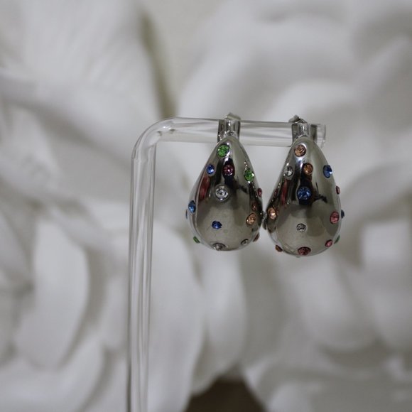 18K Gold Plated Water Drop Earrings with Gemstones - Picture 5 of 5